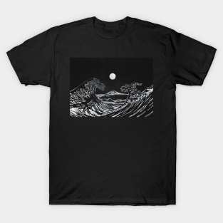 Hokusai wave black and white T-Shirt